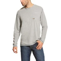 Ariat Rebar Shirt: Men's 10019057 Heather Grey Workman T-Shirt