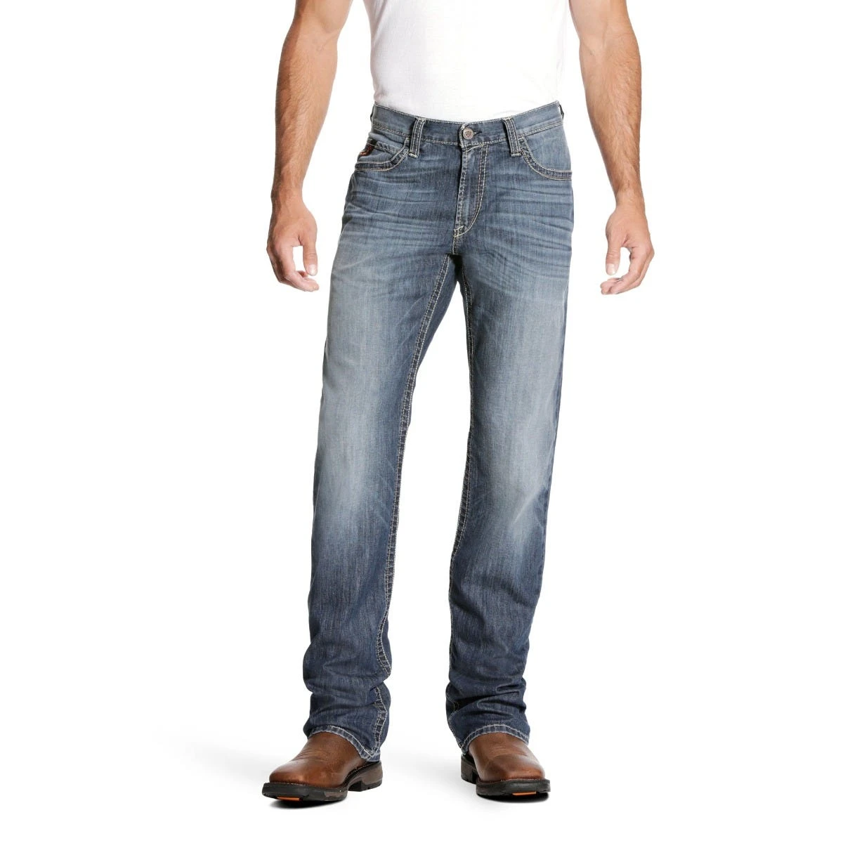 Ariat Work FR: Men's FR 10023467 Bryce M4 Low Rise Stretch DuraLight Boot Cut Jeans - Image 5