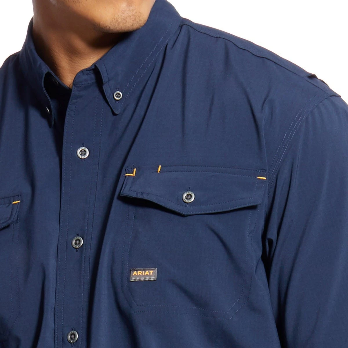 Ariat Rebar Shirts: Men's 10025388 Navy VentTEK DuraStretch Tough Work Shirt - Image 2