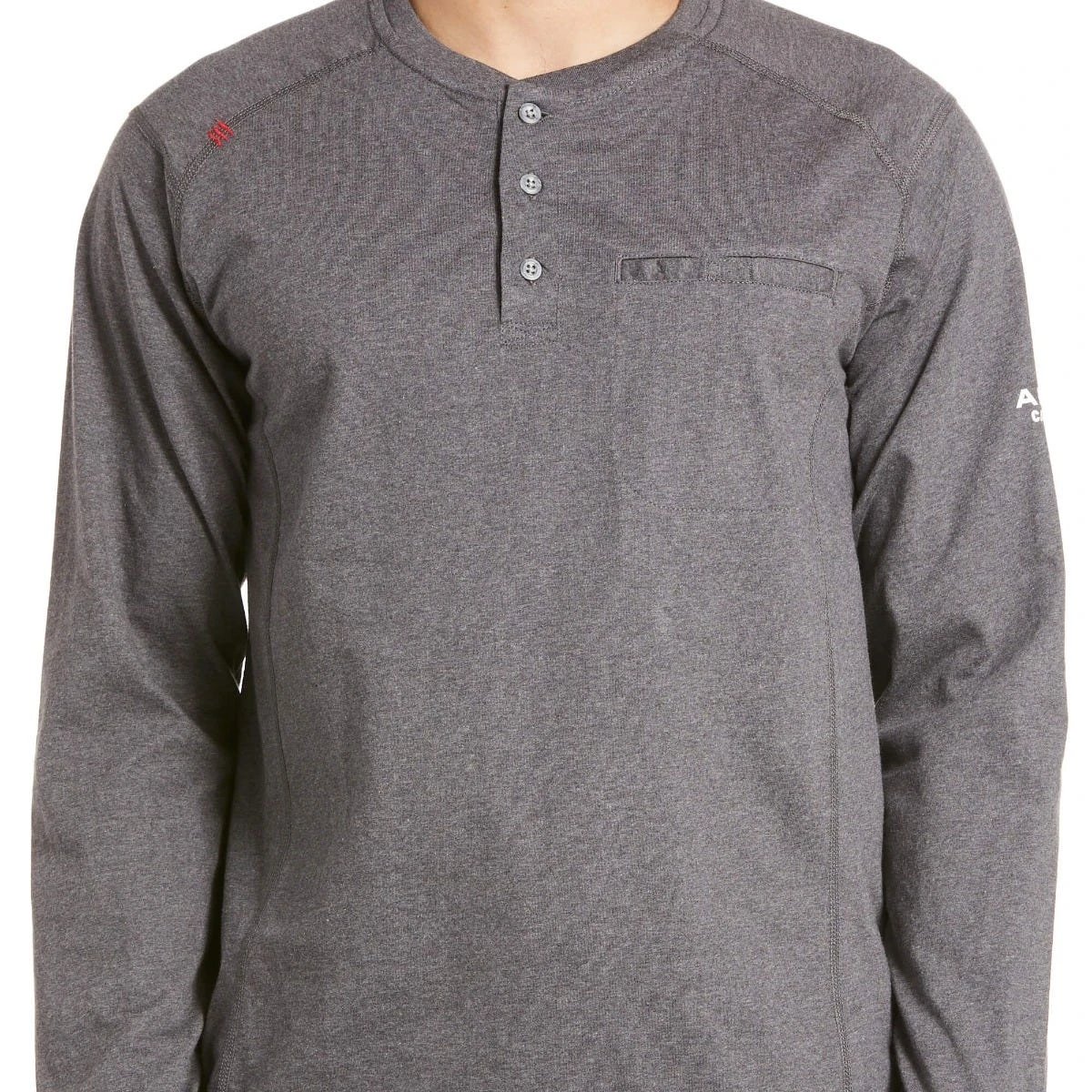 Ariat FR Shirts: Men's 10027889 Charcoal Heather Air Henley Shirt - Image 2