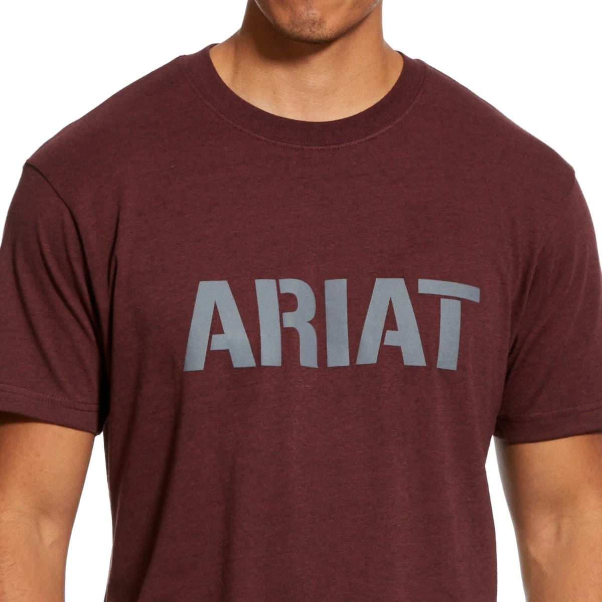 Ariat Rebar Shirts: Men's 10030289 Burgundy Heather Rebar Cotton Strong Block T-Shirt - Image 2