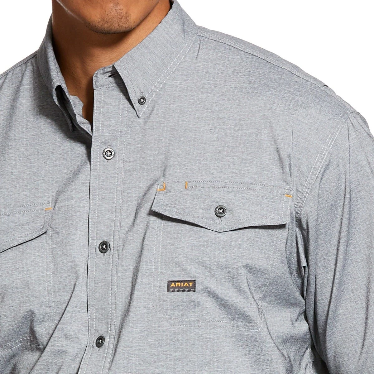 Ariat Rebar Shirts: Men's 10031024 Charcoal VentTEK DuraStretch Tough Work Shirt - Image 3