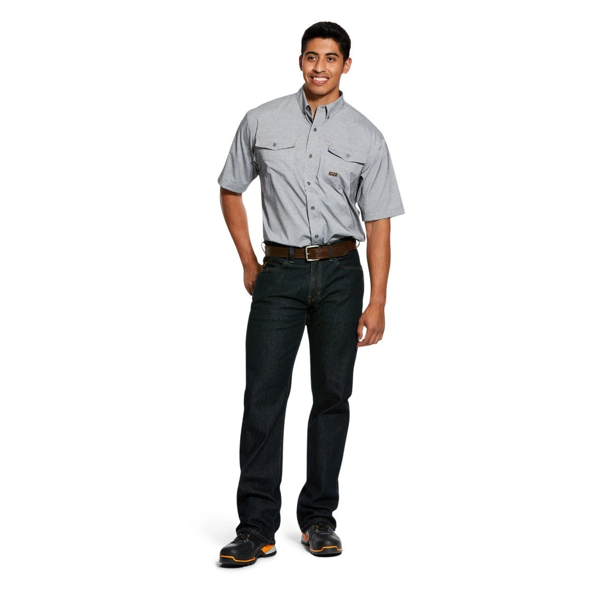 Ariat Rebar Shirts: Men's 10031024 Charcoal VentTEK DuraStretch Tough Work Shirt - Image 2