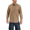Carhartt Shirt Men's: 102538 253 Dark Khaki Long Sleeve Rugged Professional