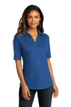 Port Authority Shirts: Women's LK682 TB True Blue Navy City Stretch Top