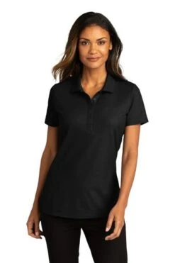 Port Authority Shirts: Women's LK810 DBK Deep Black SuperPro React Polo Shirt