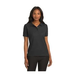 Port Authority Shirts: Women's L500 BLK Black Ladies Silk Touch Polo Shirt
