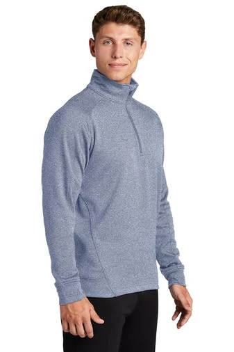 Sport-Tek Sweatshirts: Men's F247 GRY Grey Heather Tech Fleece 1/4-Zip Pullover - Image 2