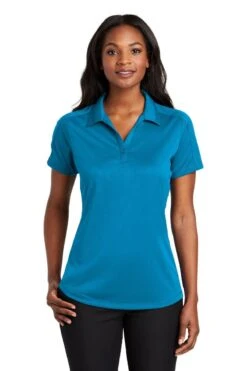 Port Authority Shirts: Women's L569 BW Blue Wake Ladies Diamond Jacquard Polo