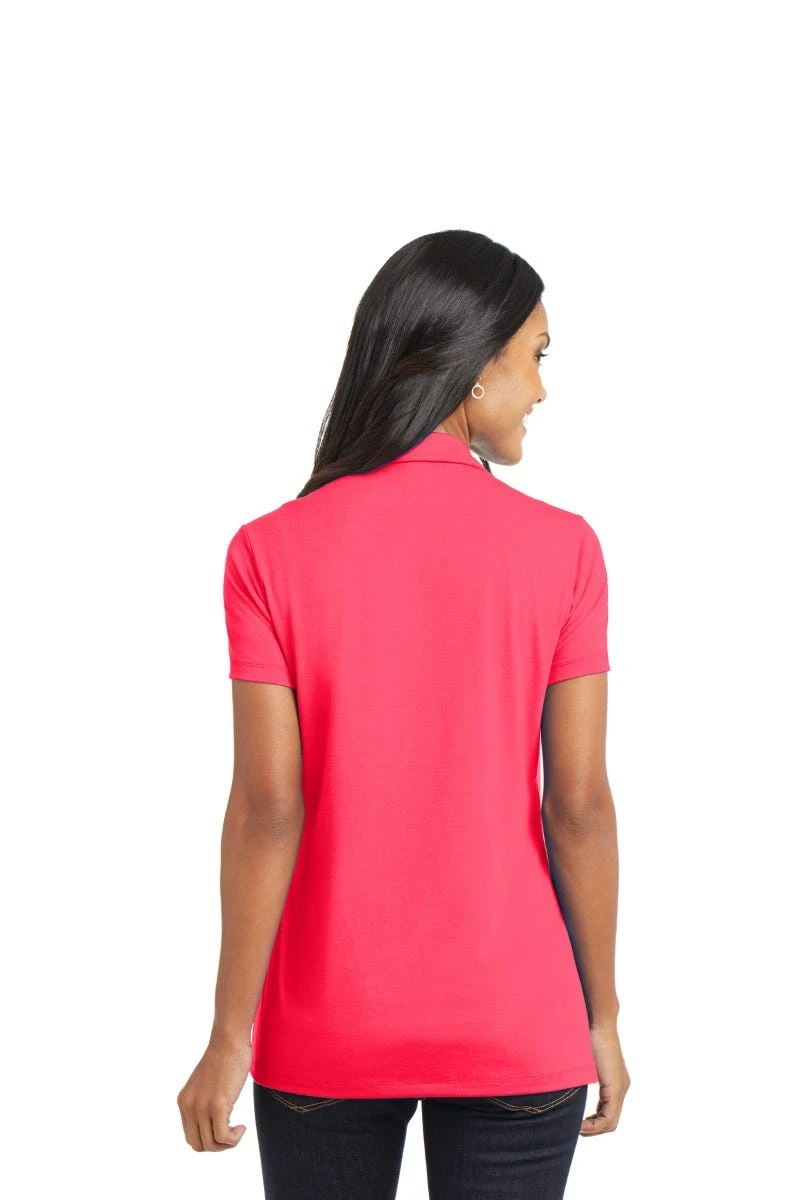 Port Authority Shirts: Women's L568 HC Hot Coral Ladies Cotton Touch Performance Polo - Image 3