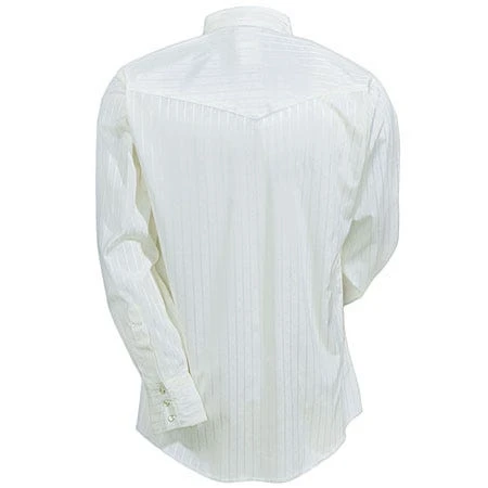 Wrangler Shirts: Men's Light Tan 75226 TN Western Dobby Stripe Long Sleeve Shirt