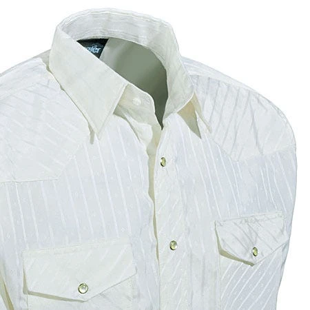 Wrangler Shirts: Men's Light Tan 75226 TN Western Dobby Stripe Long Sleeve Shirt - Image 2