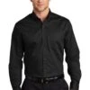 Port Authority Shirts: Men's S663 BLK Black Button Down SuperPro Twill Shirt