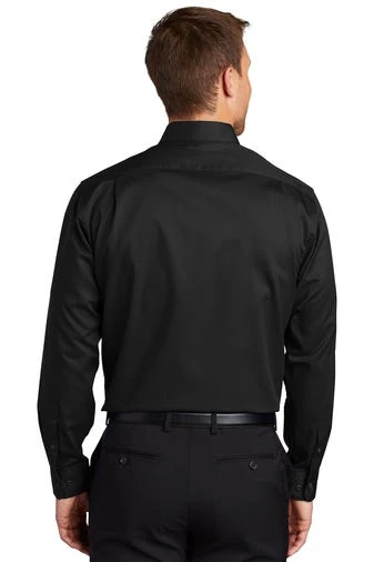 Port Authority Shirts: Men's S663 BLK Black Button Down SuperPro Twill Shirt - Image 4