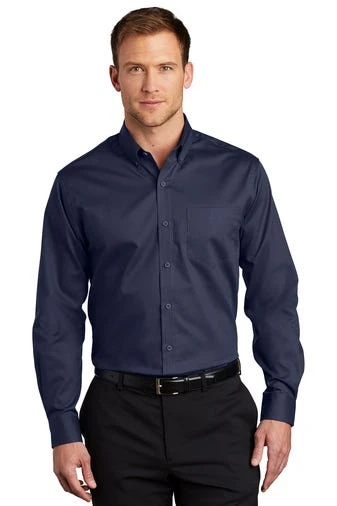 Port Authority Shirts: Men's S663 TNY True Navy Button Down SuperPro Twill Shirt