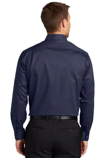 Port Authority Shirts: Men's S663 TNY True Navy Button Down SuperPro Twill Shirt - Image 4