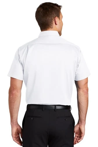 Port Authority Shirts: Men's S664 WHT White Button Down Short Sleeve SuperPro Twill Shirt - Image 4