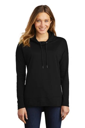 District Sweatshirts: Women's DT671 BLK Black Featherweight French Terry Hoodie