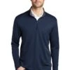 Port Authority Shirts: Men's K584 NVSG Navy Steel Grey Silk Touch Performance 1/4-Zip Shirt