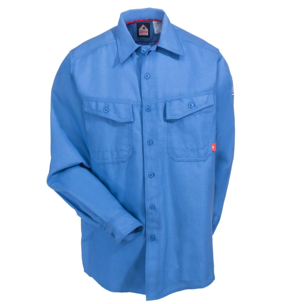 Bulwark Shirts: Men's QS40 LB Blue FR IQ Endurance Long Sleeve Work Shirt - Image 2