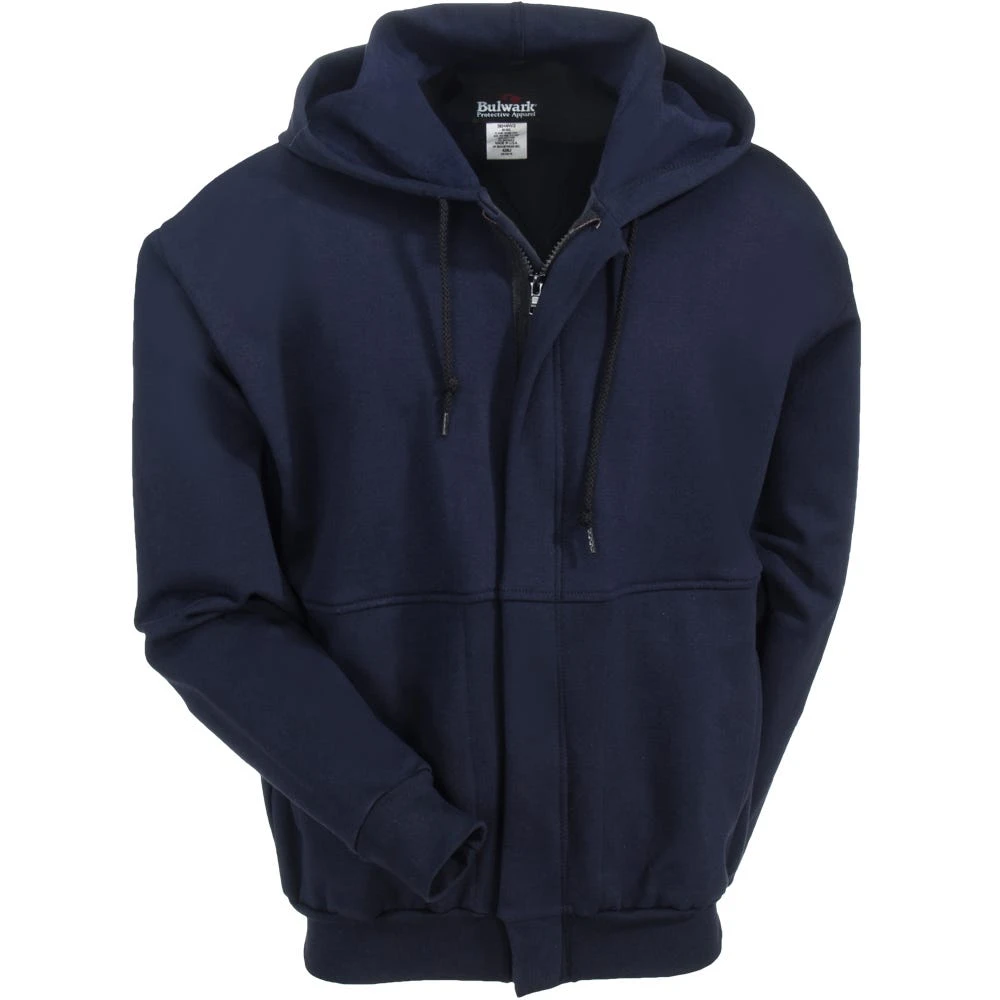 Bulwark Sweatshirts: Men's SEH4 NV Navy Flame-Resistant Hooded Zip-Up Sweatshirt - Image 4