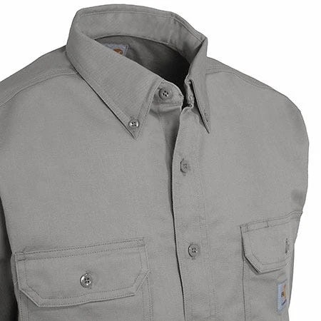 Carhartt Shirts: Men's FRS160 GRY Gray Flame Resistant Twill Shirt - Image 2