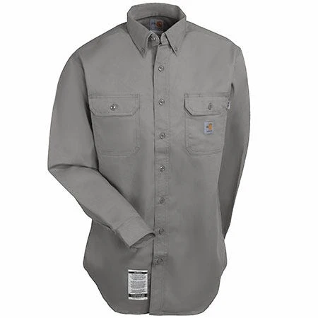 Carhartt Shirts: Men's FRS160 GRY Gray Flame Resistant Twill Shirt - Image 3