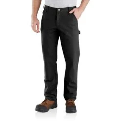 Carhartt Pants: Men's 103334 BLK Black Rugged Flex Relaxed Fit Duck Double-Front Utility Work Pant
