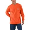 Carhartt Shirts: Men's K126 BOG Brite Orange Cotton Long Sleeve Work Shirt