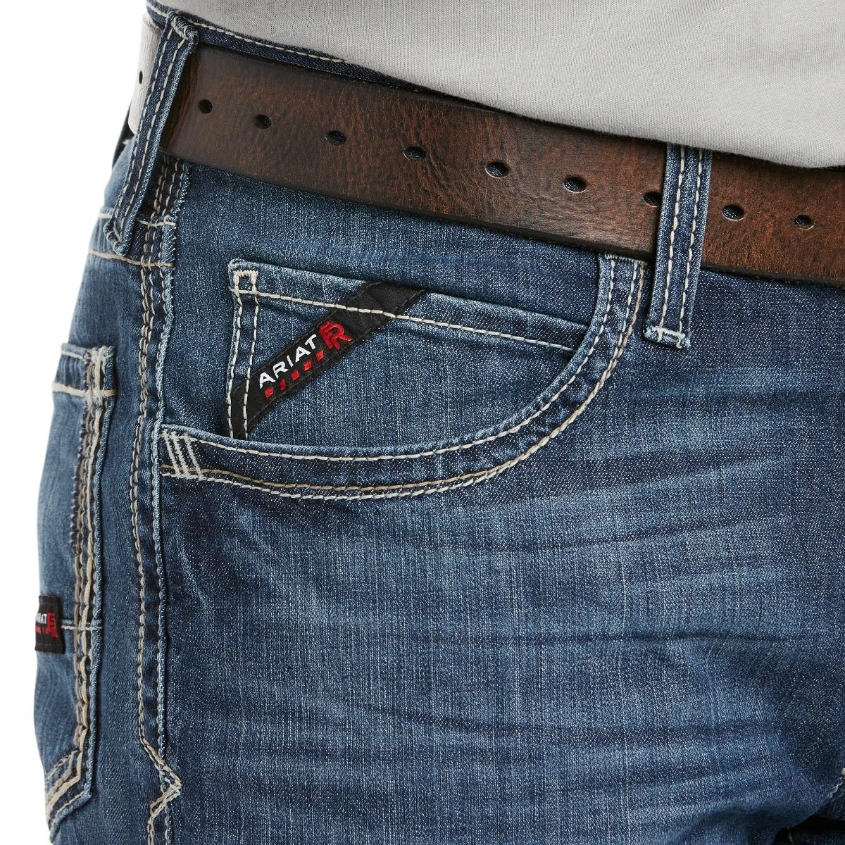 Ariat Work FR: Men's FR 10023467 Bryce M4 Low Rise Stretch DuraLight Boot Cut Jeans - Image 2