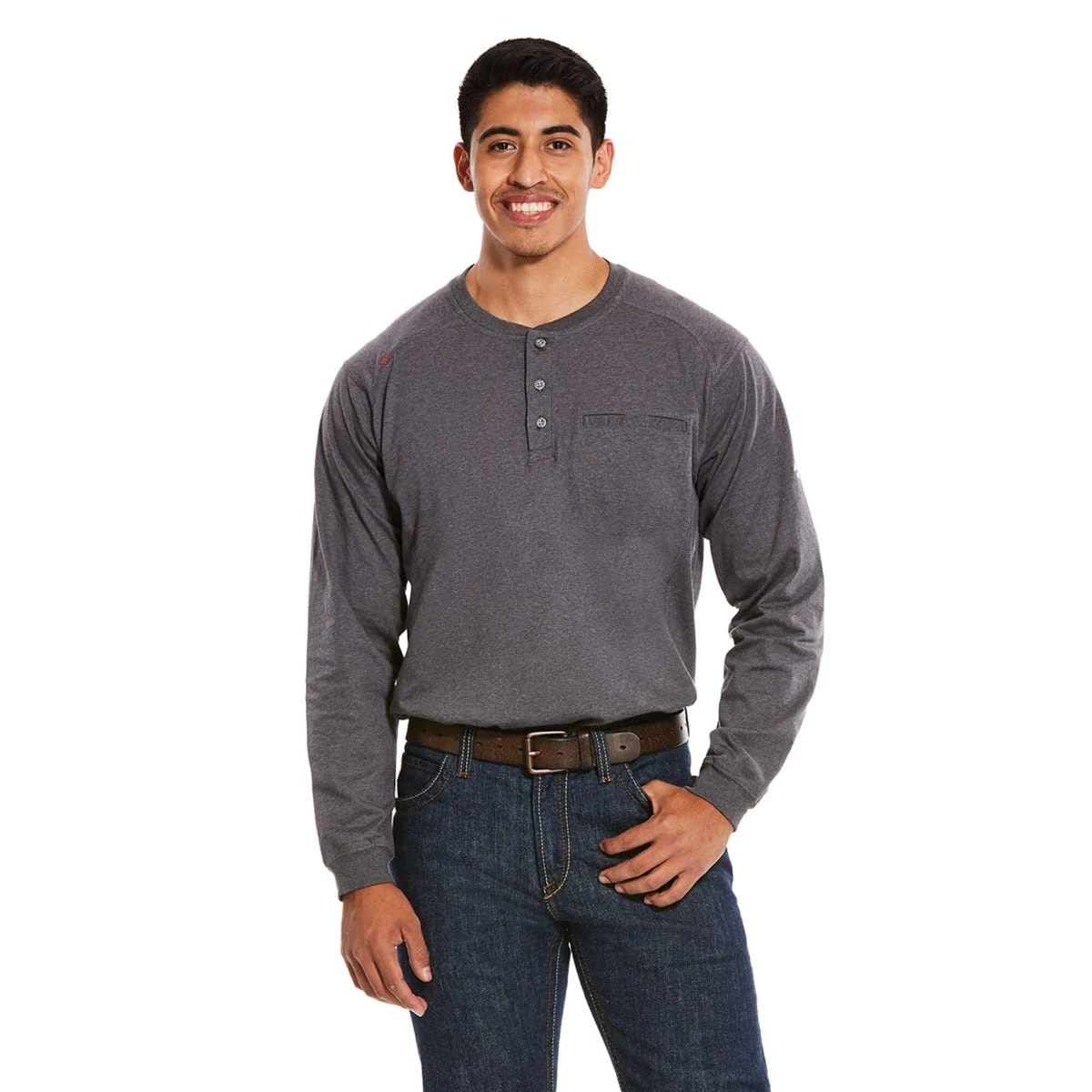 Ariat FR Shirts: Men's 10027889 Charcoal Heather Air Henley Shirt