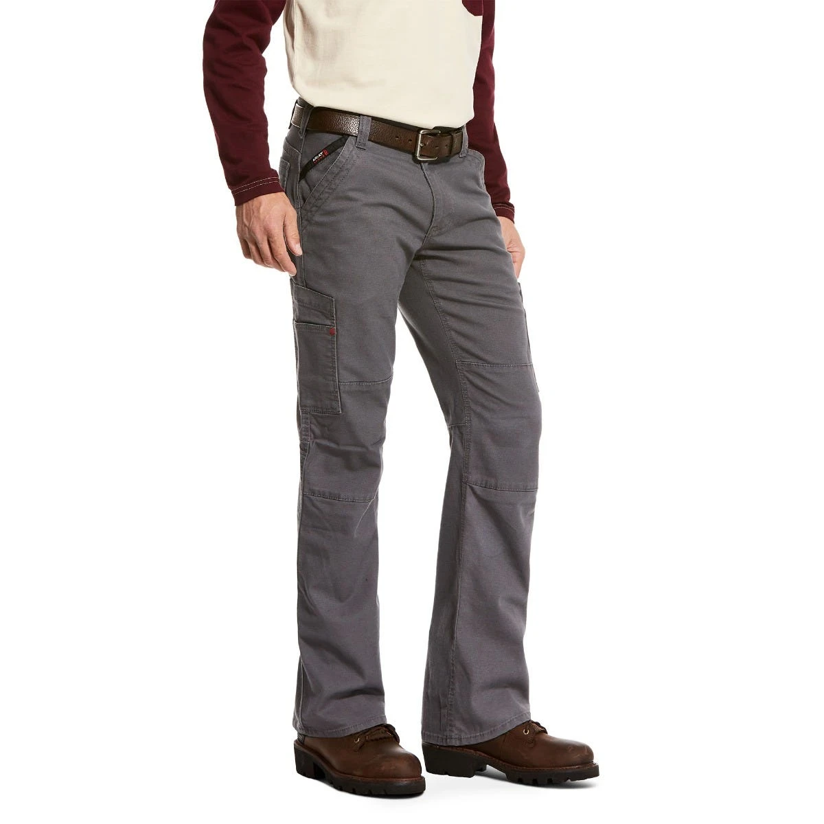 Ariat Work FR: Men's FR 10027709 Iron Gray M5 Stretch DuraLight Canvas Straight Leg Pant - Image 4