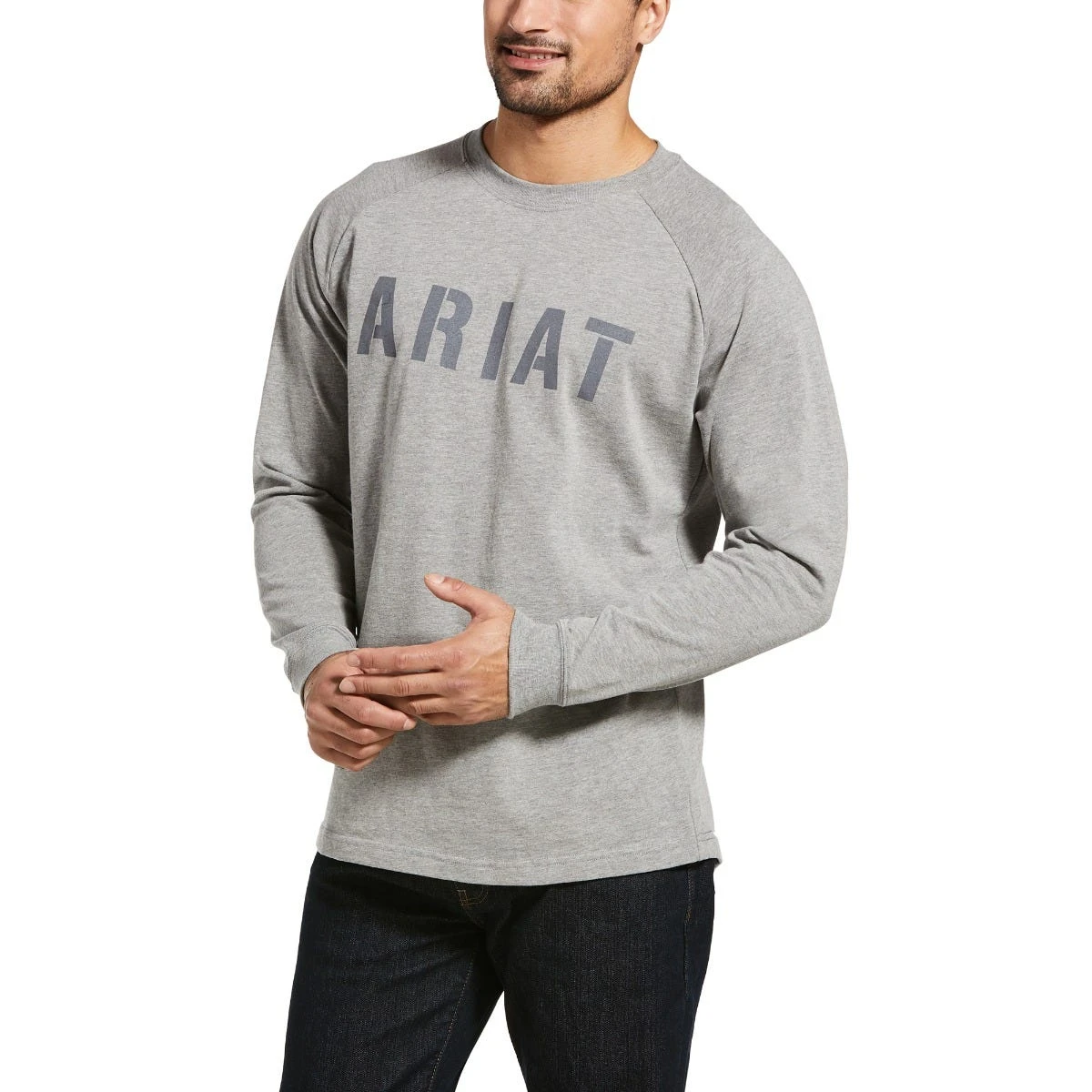 Ariat Rebar Shirt: Men's 10032849 Heather Grey Cotton Strong Block T-Shirt - Image 2