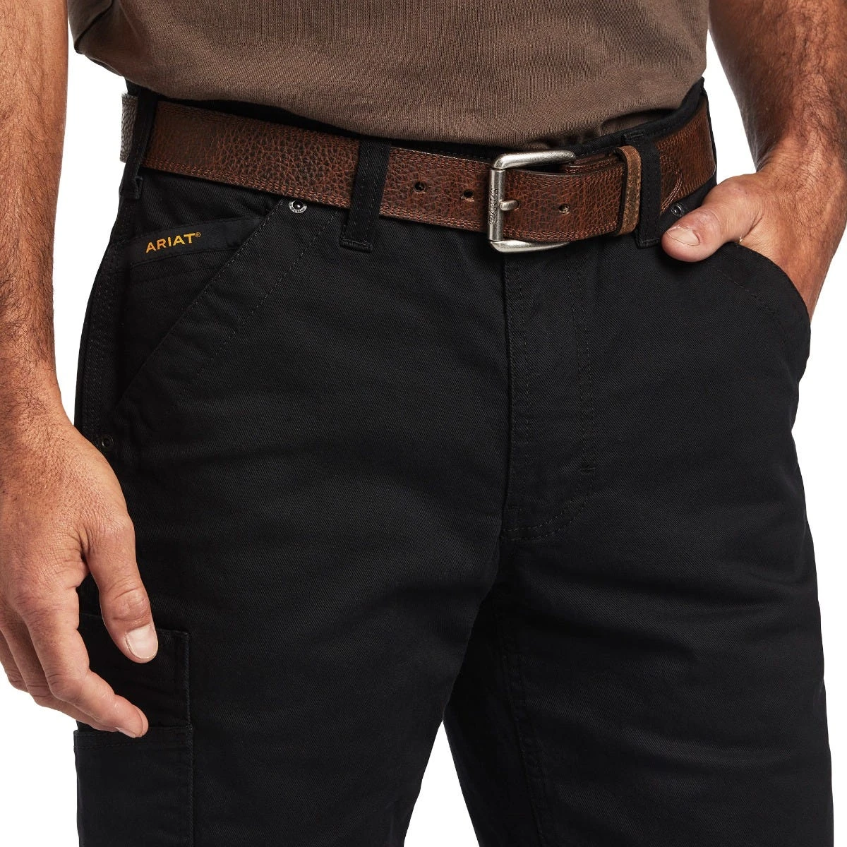 Ariat Rebar Pant: Men's 10041065 Black M5 Straight DuraStretch Washed Twill Dungaree Straight Leg Pant - Image 3