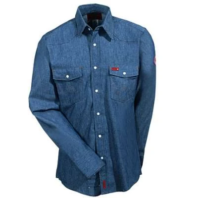 Wrangler Shirts: Men's FR12127 Denim Flame Resistant Shirt - Image 2