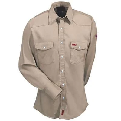Wrangler Shirts: Men's Khaki FR12140 Flame Resistant Shirt - Image 3