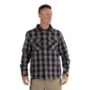 CAT Apparel Shirts: Men's 1610031 121914 Charcoal Black Buffalo Check Flannel Overshirt