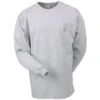 Carhartt Shirts: Men's Grey K126 HGY Long Sleeve Pocket Tee Shirt