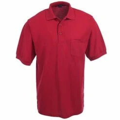 Port Authority Shirts: Men's K500P Red Silk Touch Pique Knit Polo Pocket Shirt