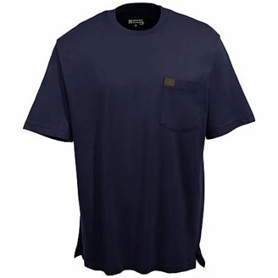Wrangler Riggs Shirts: Men's Navy 3W700 NV Short Sleeve Pocket Tee Shirt