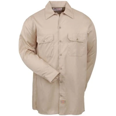 Dickies Shirts: Men's Khaki 574 KH Twill Long Sleeve Work Shirt - Image 2