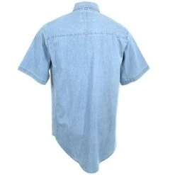 Wrangler Riggs Shirts: Men's Light Blue 3W531 BL Chambray Short Sleeve Shirt