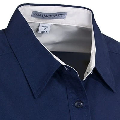 Port Authority Shirts: Women's Navy Easy Care Woven Shirt L608 NVY - Image 2