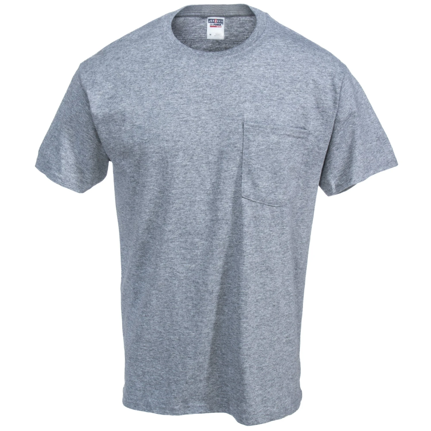 Jerzees Shirts: Men's 29MP OXF Heavyweight Dri-Power Oxford Grey Pocket T-Shirt - Image 3