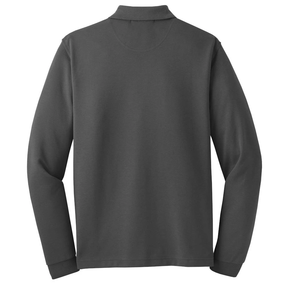 Port Authority Shirts: Men's Rapid Dry Charcoal K455LS CHR Long Sleeve Polo - Image 3
