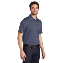 Port Authority Shirts: Men's K576 TNH True Navy Blue Heather Trace Polo Shirt