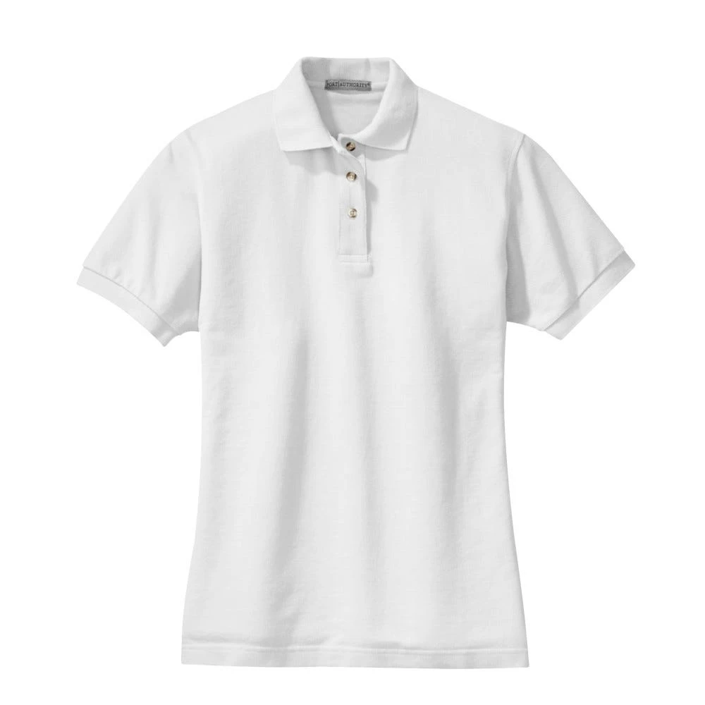 Port Authority Shirts: Women's White Cotton Knit Polo Shirt L420 WHT - Image 5
