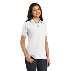 Port Authority Shirts: Women's White Cotton Knit Polo Shirt L420 WHT