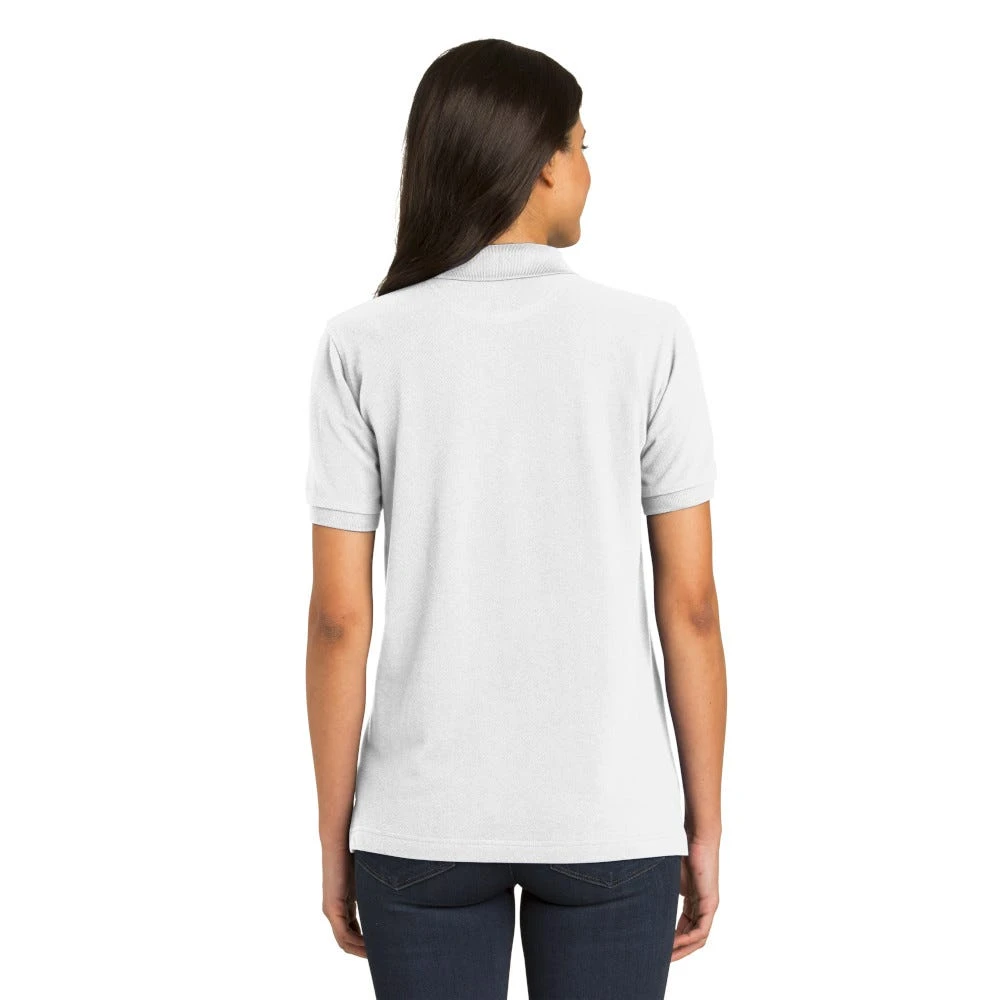 Port Authority Shirts: Women's White Cotton Knit Polo Shirt L420 WHT - Image 4