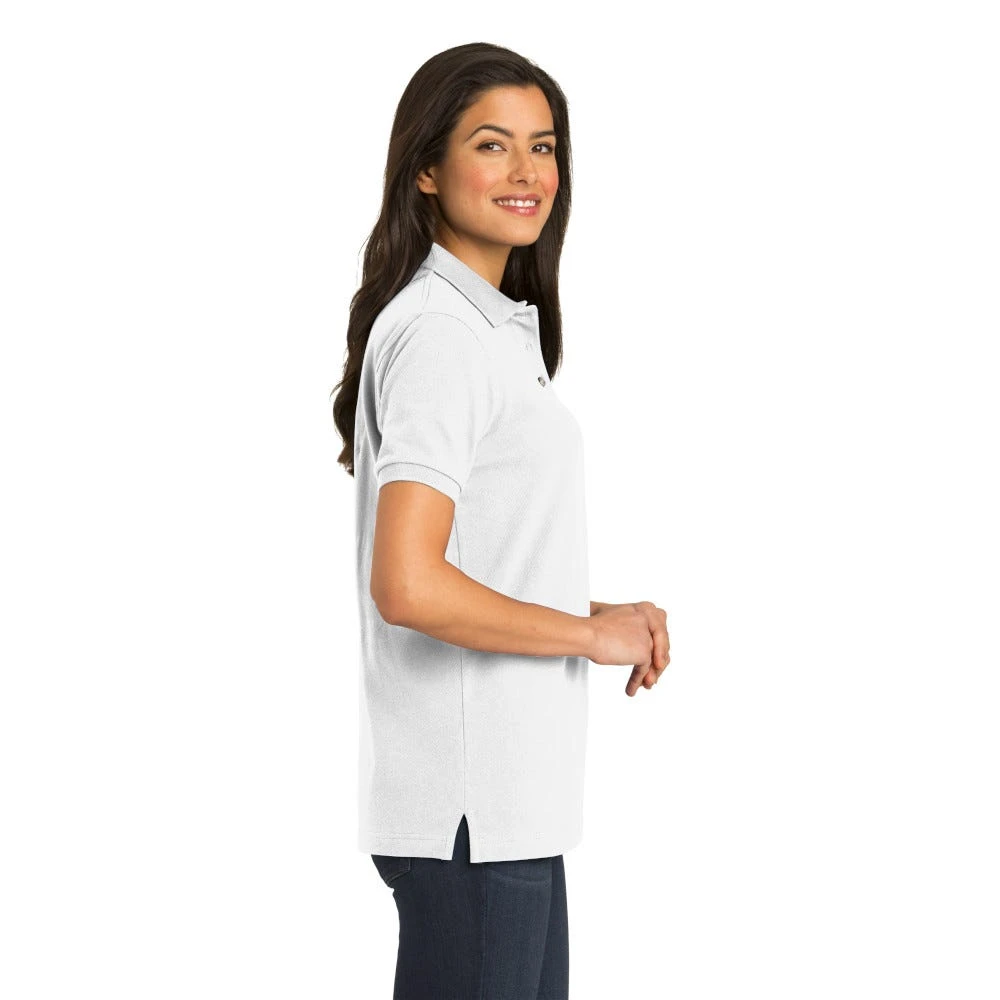 Port Authority Shirts: Women's White Cotton Knit Polo Shirt L420 WHT - Image 3